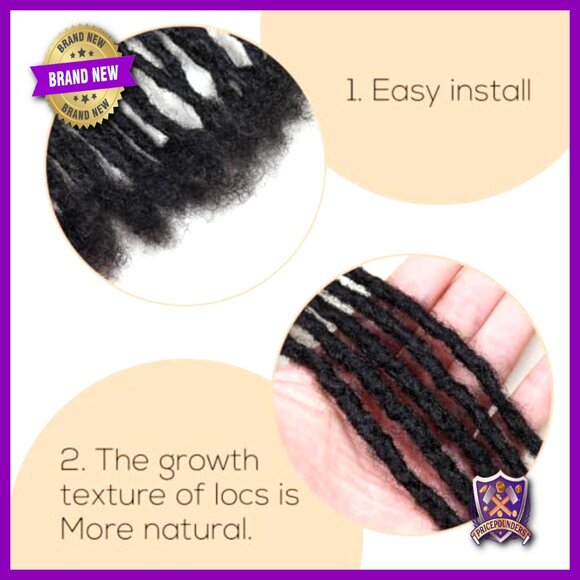 12 Inch Human Hair Dreadlock Extensions, 30 Strands, Permanent Interlocking Locs main image 4